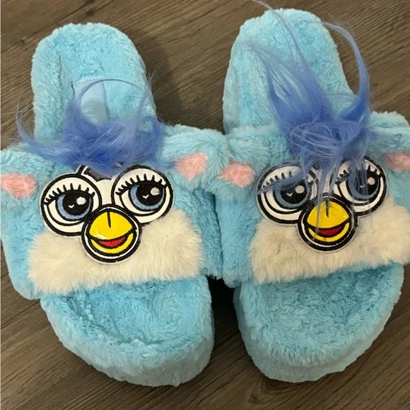 NWOB Dolls Kill x Furby Blue Furry Sandals